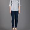 Tory Burch Contrast Stripe Shirt in Gray (grey) - Lyst
