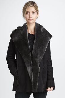 Vince Hooded Coat with Shearling Lining - Lyst