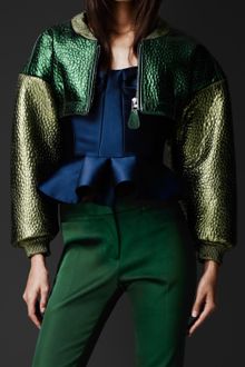Burberry Prorsum Super Cropped Metallic Bomber - Lyst