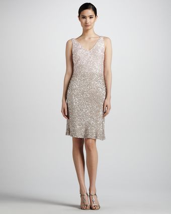 Pamella Roland Gradient Sequined V-Neck Dress - Lyst