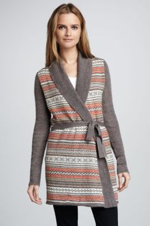 Splendid Fair Isle Tiewaist Sweater - Lyst