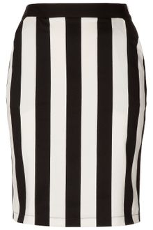 Topshop White Stripe Pencil Skirt - Lyst