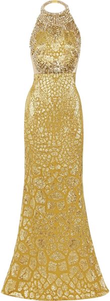 Alexander McQueen Crystal Embellished Silk-blend Gown - Lyst