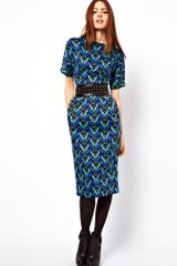 ASOS Collection Asos Wiggle Dress in Coloured Wallpaper Print
