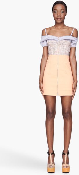 Carven Peach Bicolor Short Dress - Lyst