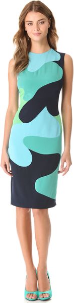 Lela Rose Color block Camouflage Dress - Lyst
