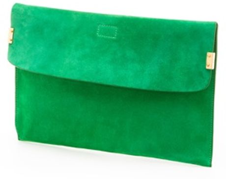 green suede clutch