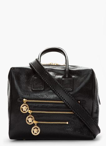 Versace Black Caravaggio Leather Cube Tote - Lyst