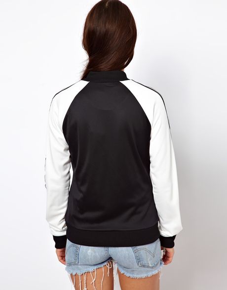 adidas track jacket white and black