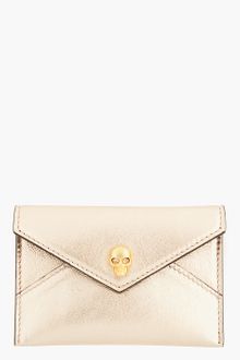 Alexander McQueen Rose Gold Skull Accent Envelope Card Holder - Lyst