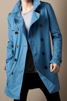 Burberry Brit Mid Length Cotton Gabardine Trench Coat - Lyst