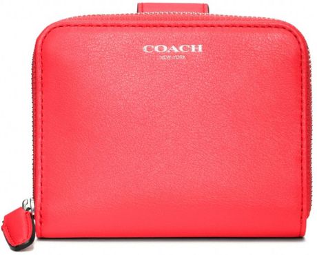 Coach Legacy Leather Medium Zip Around Wallet in Pink (sv/bright coral) | Lyst