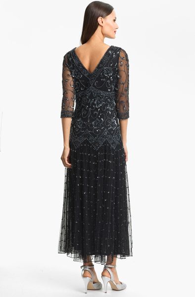 pisarro nights sleeveless beaded gown