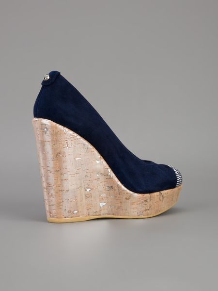 navy cork wedges