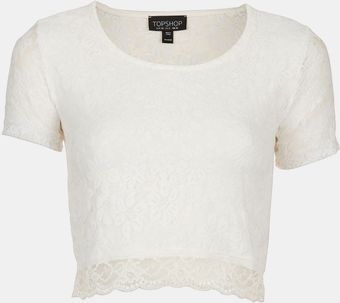 Topshop Lace Crop Top - Lyst