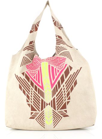 Cynthia Vincent Beige Silkscreen Tote - Lyst
