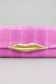 Diane Von Furstenberg Lips Snakeskin Clutch - Lyst