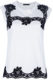 Dolce & Gabbana Lace Detailed T-Shirt - Lyst