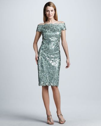 Tadashi Shoji Offshoulder Sequined Lace Cocktail Dress - Lyst