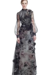 Valentino Fluid Garden Organza High Neck Gown