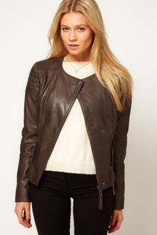 ASOS Collection Asos Rib Insert Leather Biker Jacket - Lyst