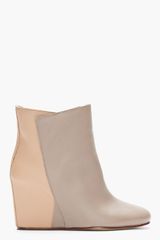 Maison Martin Margiela Taupe Two Tone Leather Wedge Ankle Boots