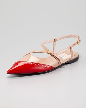 Miu Miu Patent Bicolor Ballerina Flat - Lyst