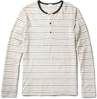 Sunspel Striped Cotton Jersey Henley T-Shirt - Lyst
