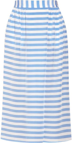 Tucker Striped Silk Crepe De Chine Skirt - Lyst