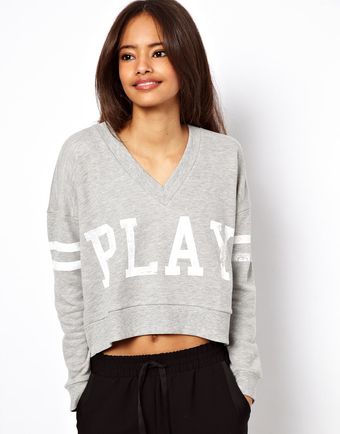 ASOS Collection Asos Sweatshirt with V Neck and Play Print - Lyst