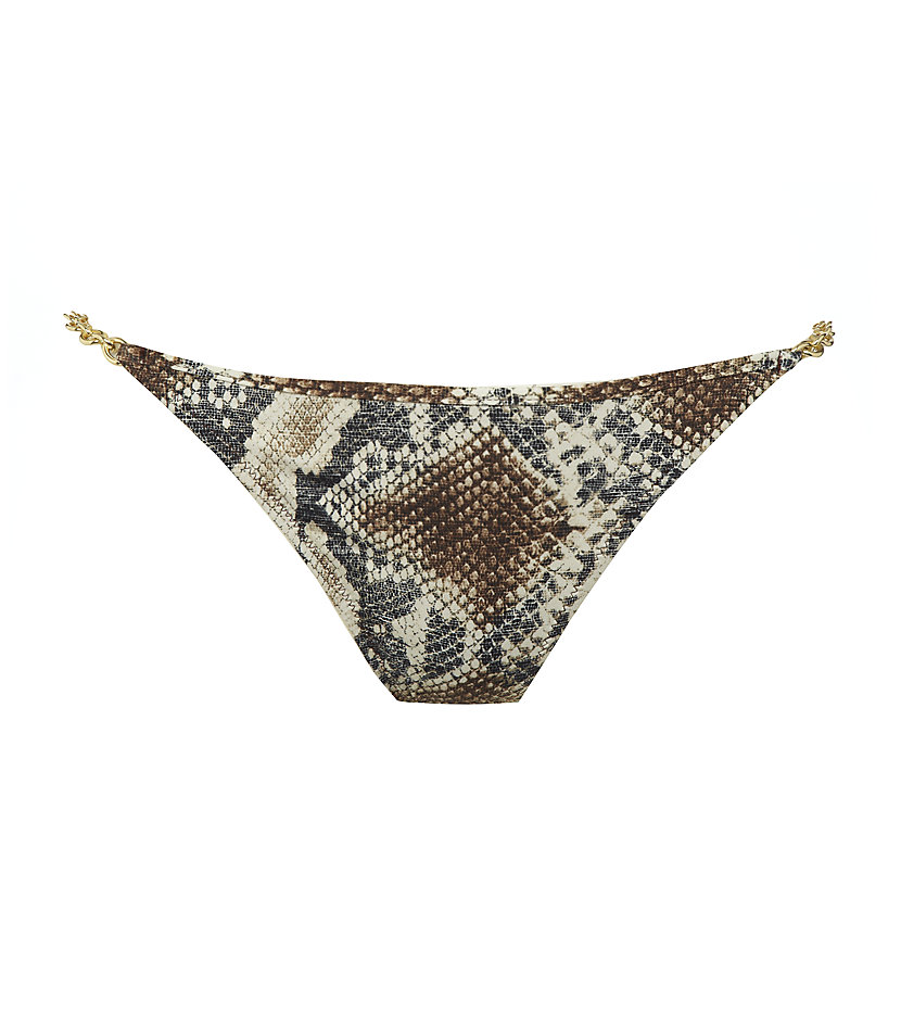 Elizabeth Hurley Beach Snake Skin Print Bikini Bottom In Brown Tan Lyst