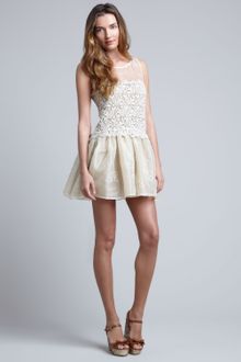 Valentino Red Laceembroidered Organza Dress - Lyst
