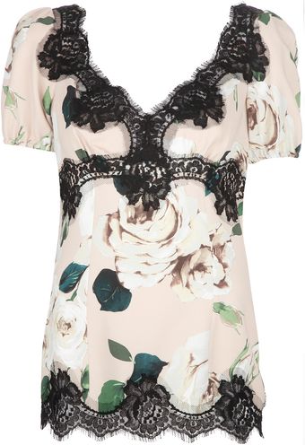Dolce & Gabbana Rose Print Blouse - Lyst