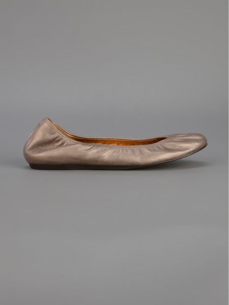 Lanvin Calf Leather Ballet Flat in Brown (bronze) | Lyst