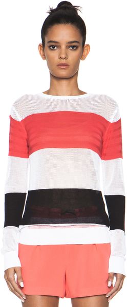 MSGM Striped Sweater in Neon Pink Multi - Lyst