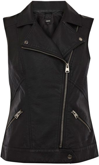 Oasis Pu Perforated Gilet - Lyst