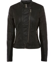 Oasis Zip Front Pu Collarless Jacket - Lyst