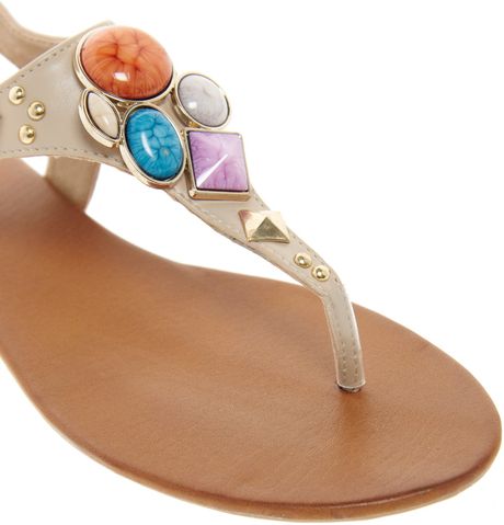 Aldo Bichoupan Jewelled Flat Sandals in Beige (nude) | Lyst