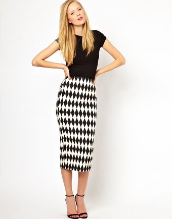 ASOS Collection Pencil Skirt in Diamond Jacquard - Lyst