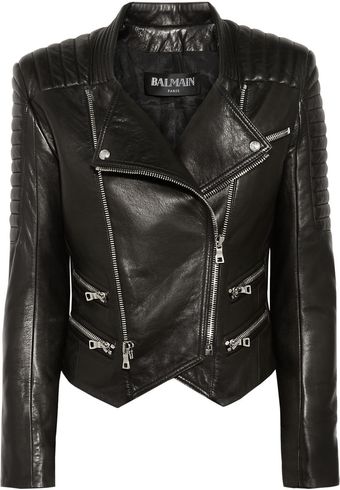 Balmain Quilted Leather Biker Jacket - Lyst