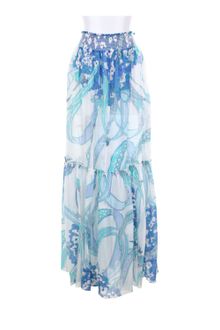 Emilio Pucci Hydrangea Print Maxi Skirt in Silk and Cotton Veil - Lyst