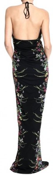 Gucci Flora Print Halter Neck Long Dress In Black Lyst 9085