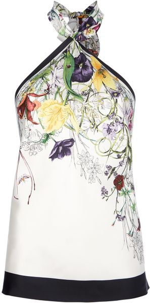 Gucci Floral Print Tie Fastening Top - Lyst