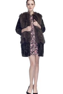 MSGM Astrakhan and Fox Patchwork Coat - Lyst