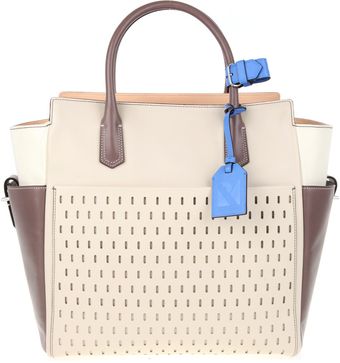 Reed Krakoff Perforated Glazed Leather and Canvas Atlantique Bag  - Lyst