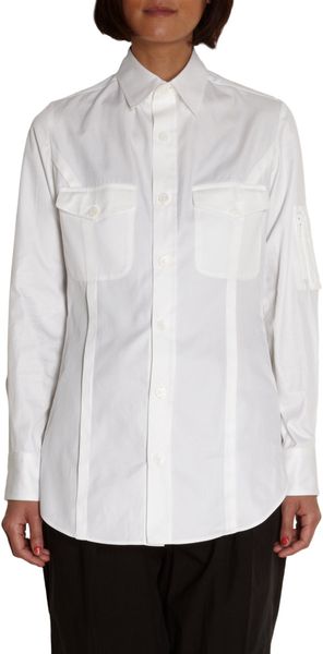 Yohji Yamamoto Button Front Extended Trim Shirt - Lyst