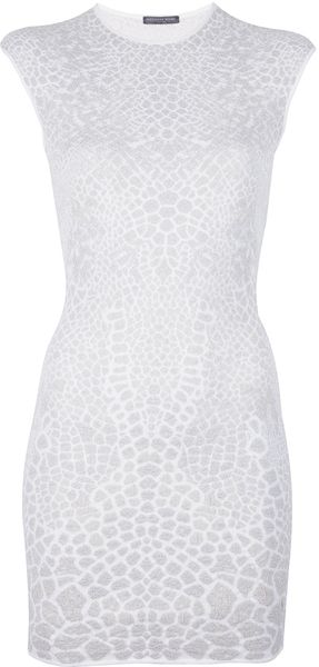 Alexander McQueen Metallic Jaquard Knit Dress - Lyst