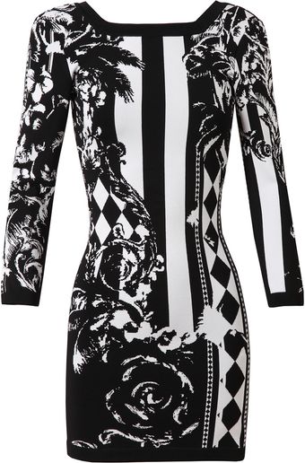 Balmain Baroque Floral Stretch-knit Dress - Lyst