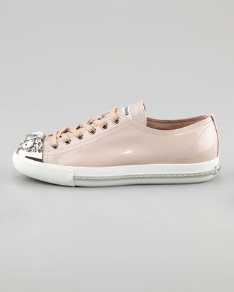 Miu Miu Jeweled Captoe Sneaker - Lyst