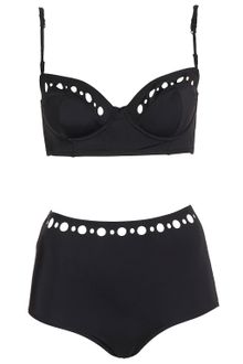 Topshop Black Cut Out Long-Line Bikini - Lyst